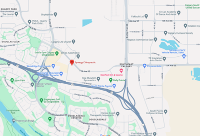 Map to Synergy Chiropractic  in Calgary, AB