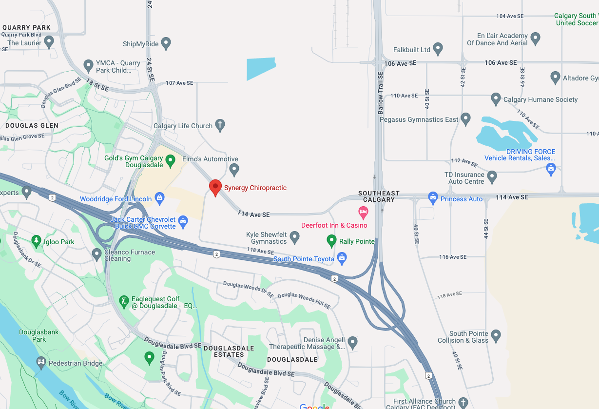 Map to Synergy Chiropractic in Calgary, AB